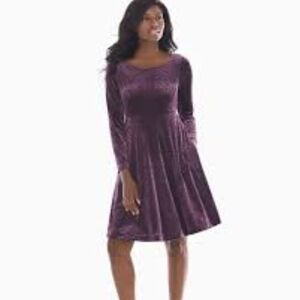 Soma Purple and Black Burnout Long Sleeve Velvet Dress Large (5590)